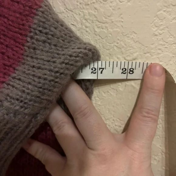 Striped Pink and Gray Women's Sweater - Picture 5 of 6